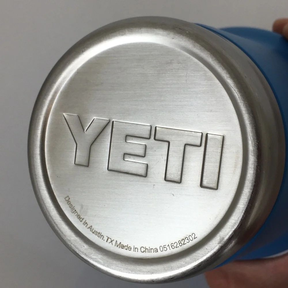 YETI Stainless Steel Tumbler Coffee Cup Blue With Clear Lid Travel